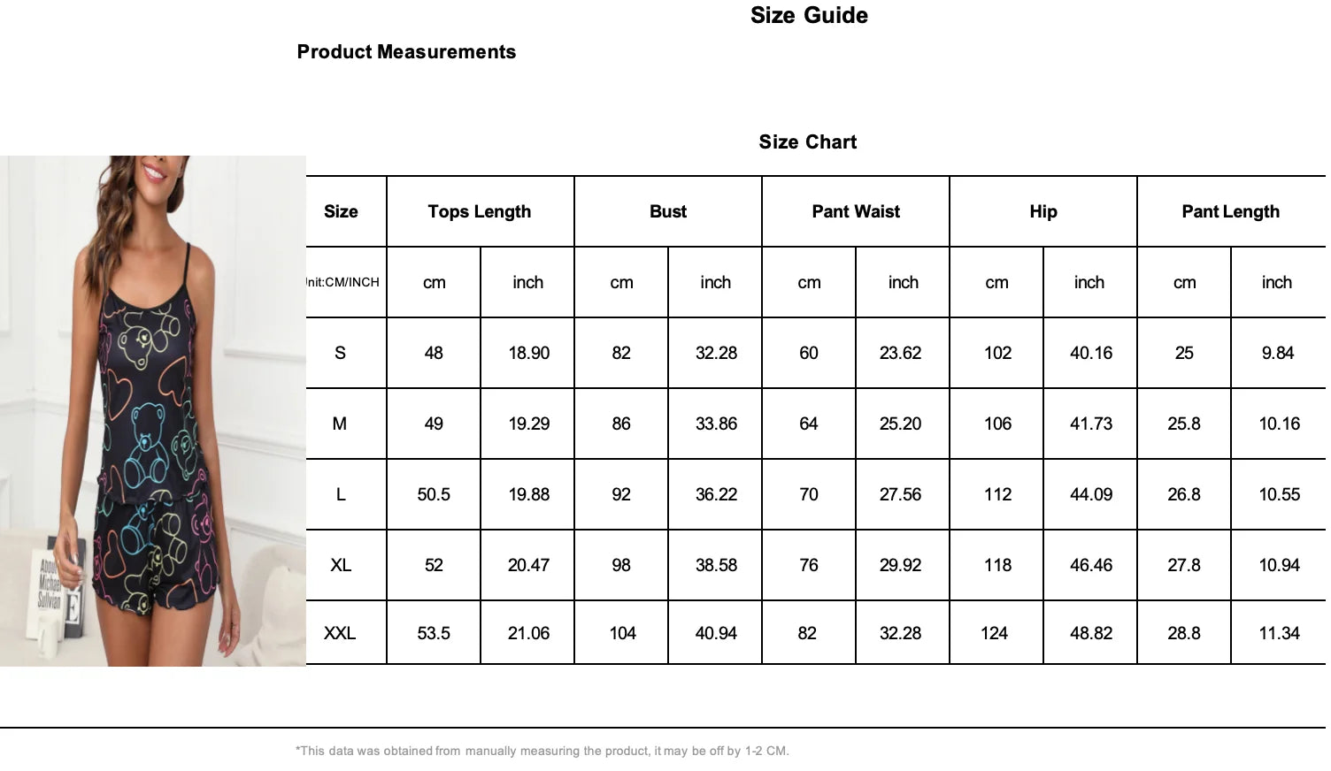 Women's Heart Print Summer Sleepwear Cami Top and Shorts